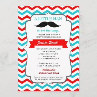 Mustache Baby shower Uitnodiging