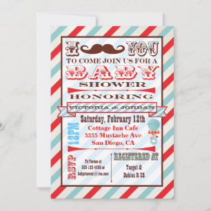 Mustache Baby Shower-uitnodigingen Kaart
