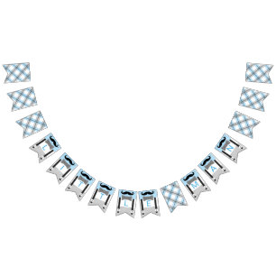 Mustache babyblauwe grijze douche decor vlaggetjes