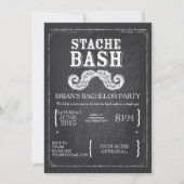 Mustache Bash Bachelor Party Chalkboard Hipster Kaart (Voorkant)