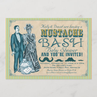 Mustache Bash Couples Baby shower Invitation Kaart