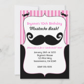 Mustache Bash Girls Rose Blanc Noir Invitations (Devant)