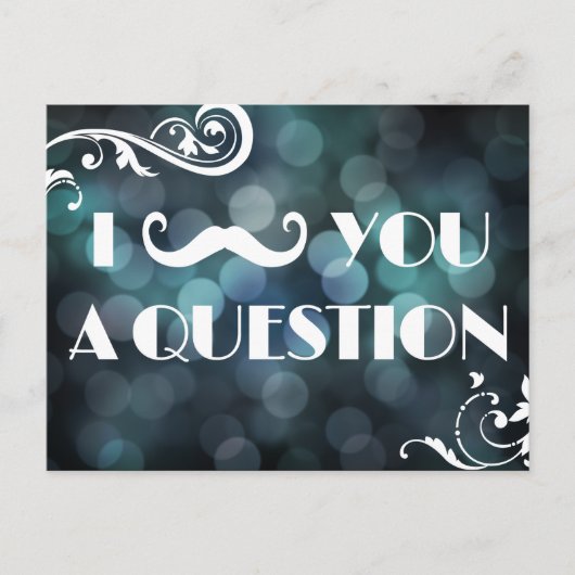 Mustache Bash Question Bokeh Lights Invitations (Devant)