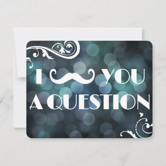 Mustache Bash Question Bokeh Lights Invitations (Devant)