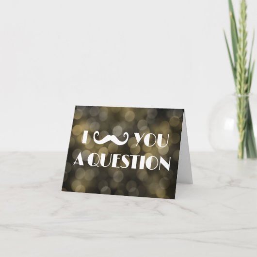 Mustache Bash Question Bokeh Lights Invitations (Devant)