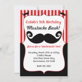 Mustache Bash Red White Black Striped Invitation (Devant)