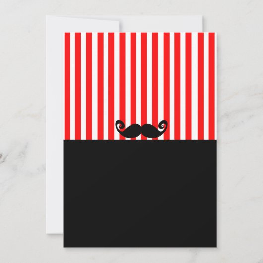 Mustache Bash Red White Black Striped Invitation (Dos)