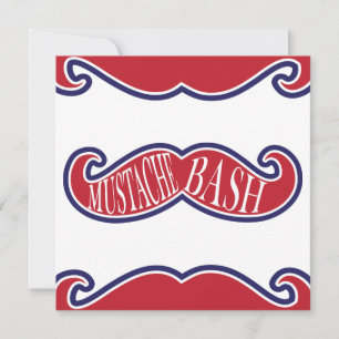 Mustache Bash - rood, wit en blauw Kaart