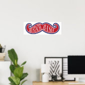 Mustache Bash - rood, wit en blauw Poster (Thuiskantoor)