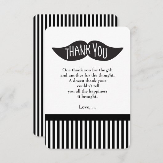 Mustache Bash Stried Carte de remerciements modern (Devant / Derrière)
