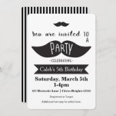 Mustache Bash Verjaardagsfeest Moderne Uitnodiging (Voorkant / Achterkant)