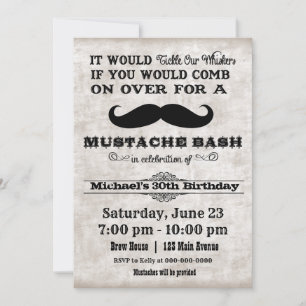 Mustache Bash Verjaardagsfeestuitnodiging Kaart