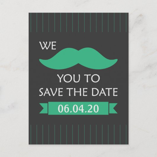 Mustache Bewaar de datum Aankondigingskaart (Voorkant)