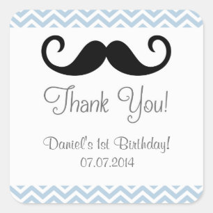 Mustache Birthday Dank je wel! Vierkante Sticker