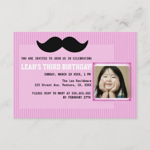 Mustache Birthday Party Invitation Kaart