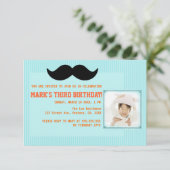 Mustache Birthday Party Invitation Kaart (Staand voorkant)