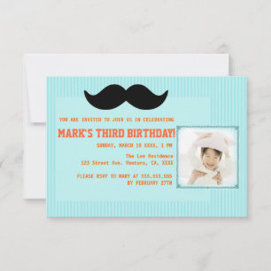 Mustache Birthday Party Invitation Kaart