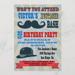 Mustache Birthday Party Kaart