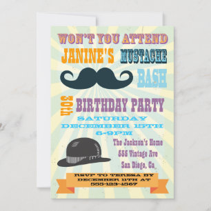 Mustache Birthday Party Kaart