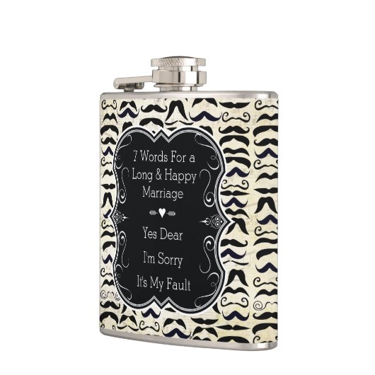 Mustache Black en Tan Hipster Pattern Heupfles (Links)