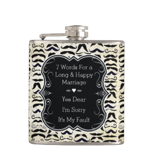 Mustache Black en Tan Hipster Pattern Heupfles
