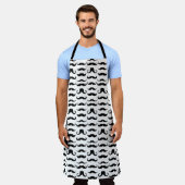 Mustache Black en White Fun Pattern Schort (Gedragen)