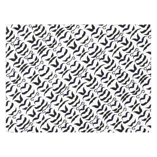 Mustache Black en White Hipster Tablecloth Tafelkleed (Voorkant (Horizontaal))