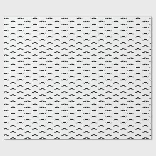 Mustache black pattern simple birthday cadeaupapier (Vlak)