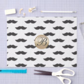 Mustache Black White Gold Monogram Tissuepapier