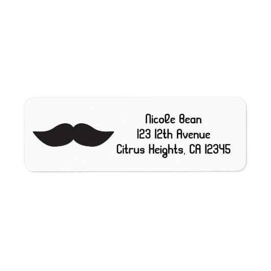 Mustache Black & White Modern Adresetiketten Etiket (Voorkant)