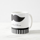 Mustache Black & White Stripes Moderne Café Mug (Devant droit)