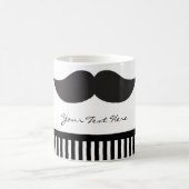 Mustache Black & White Stripes Moderne Café Mug (Centre)