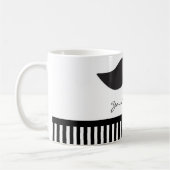 Mustache Black & White Stripes Moderne Café Mug (Gauche)