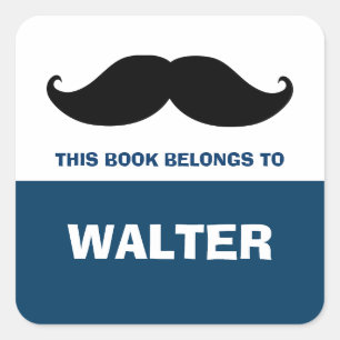 Mustache Bookplaten, boeketiketten Vierkante Sticker