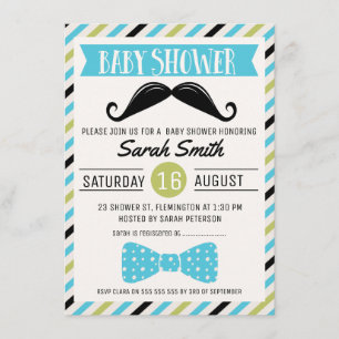 Mustache Bow Little Man Baby shower Uitnodiging