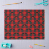 Mustache Buffalo Plaid Patroon Zwart en Rood Tissuepapier (Craft)
