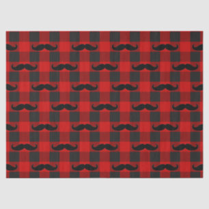 Mustache Buffalo Plaid Patroon Zwart en Rood Tissuepapier