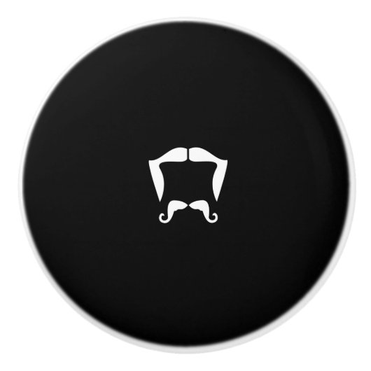 Mustache Ceramic Knob. Keramische Knop (Voorkant)