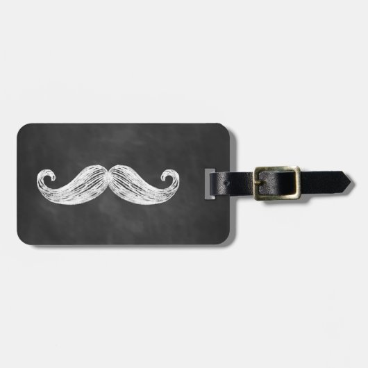Mustache Chalkboard Bagagelabel (Voorkant horizontaal)