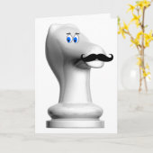 Mustache Chess Knight Funny Card Kaart (Gele Bloem)