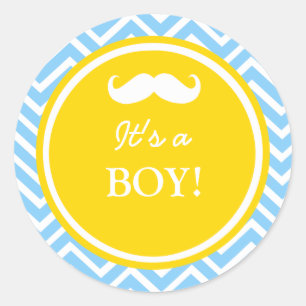Mustache chevron baby douche ronde sticker
