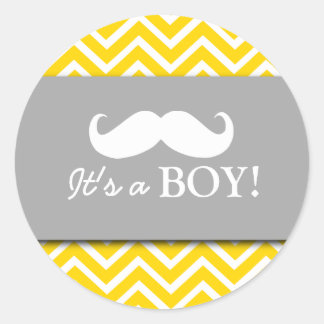 Mustache chevron baby jongen douche ronde sticker
