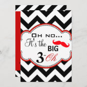 Mustache Chevron Dirty 30 Invite Kaart (Voorkant / Achterkant)