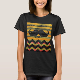 Mustache Chevron Modern Wood 3 T-shirt