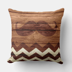 Mustache Chevron  Wooden #3 Kussen