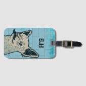 Mustache Chihuahua Graffiti Monogram Bagagelabel (Voorkant (horizontaal))