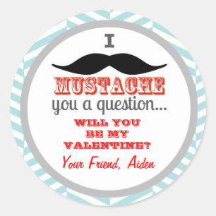 Mustache Children's Valentijnsdag Sticker