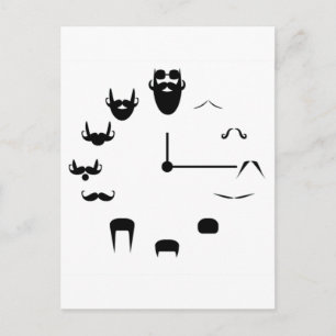 Mustache Clockface Briefkaart