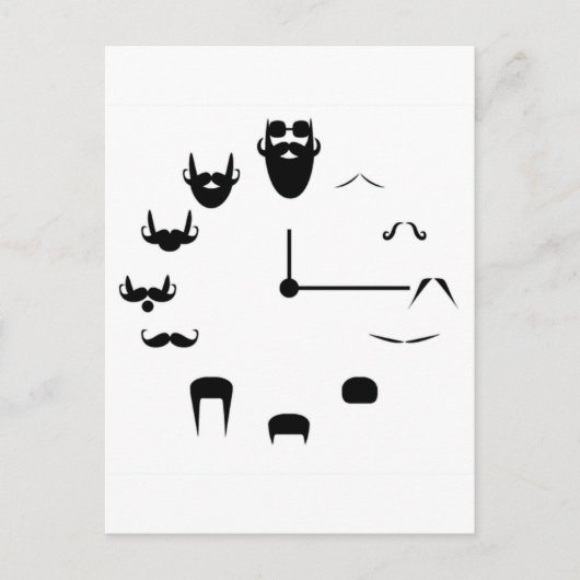Mustache Clockface Briefkaart (Voorkant)