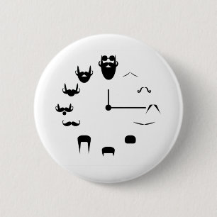 Mustache Clockface Ronde Button 5,7 Cm